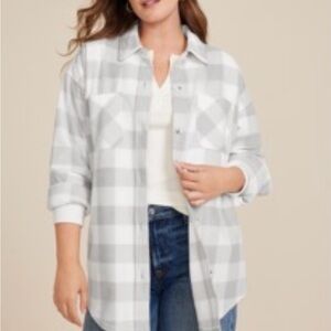 Maurice’s Fleece Plaid Button-Up Shacket